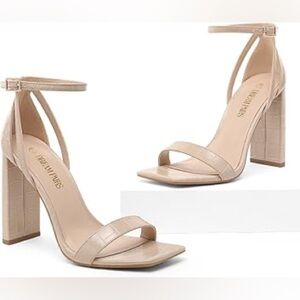 (H5) DREAM PAIRS Women's Open Toe Chunky High Heel Sandals, Size 11